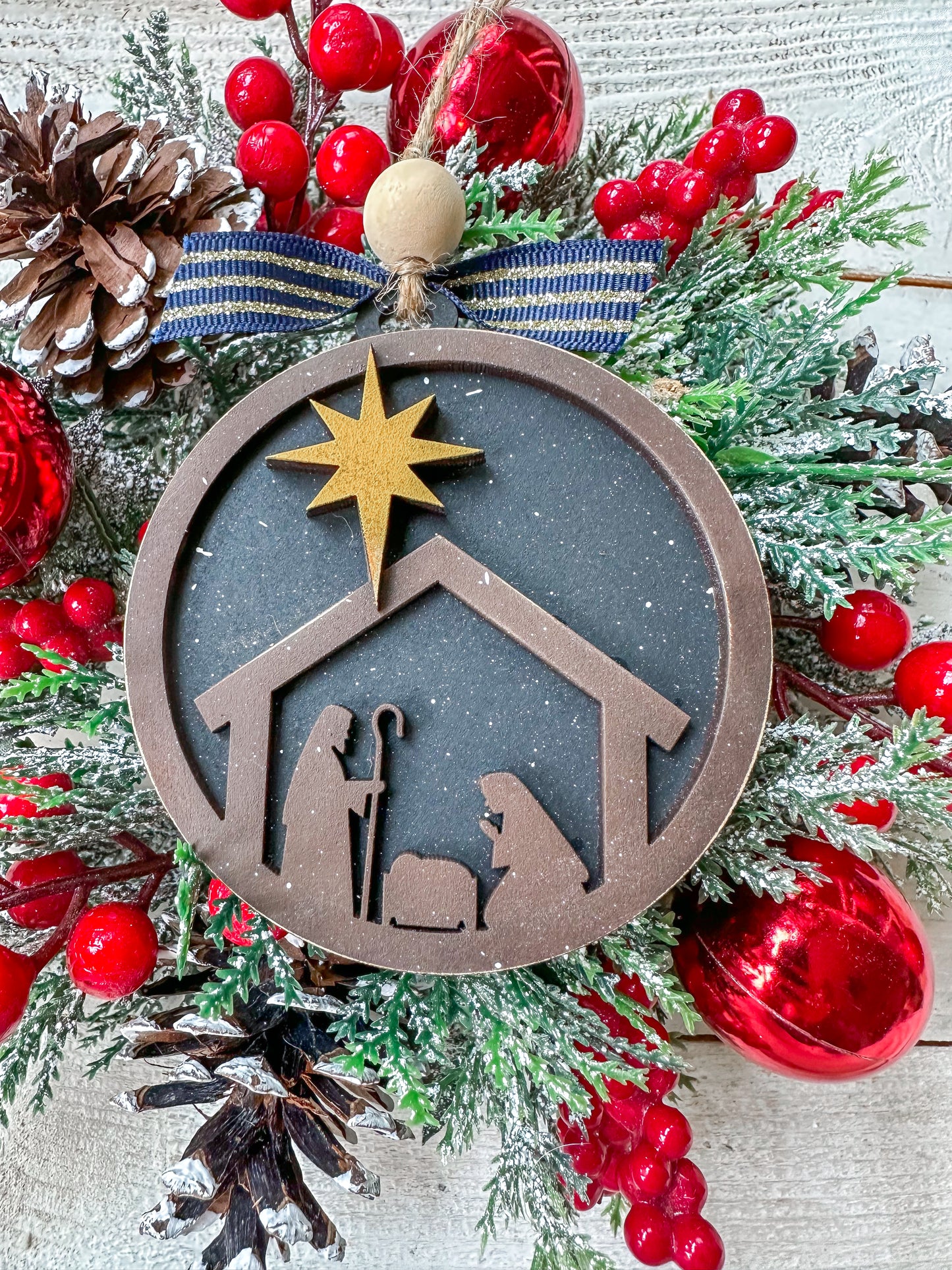 Nativity Scene Christmas Ornament – Handcrafted Religious Holiday Decor