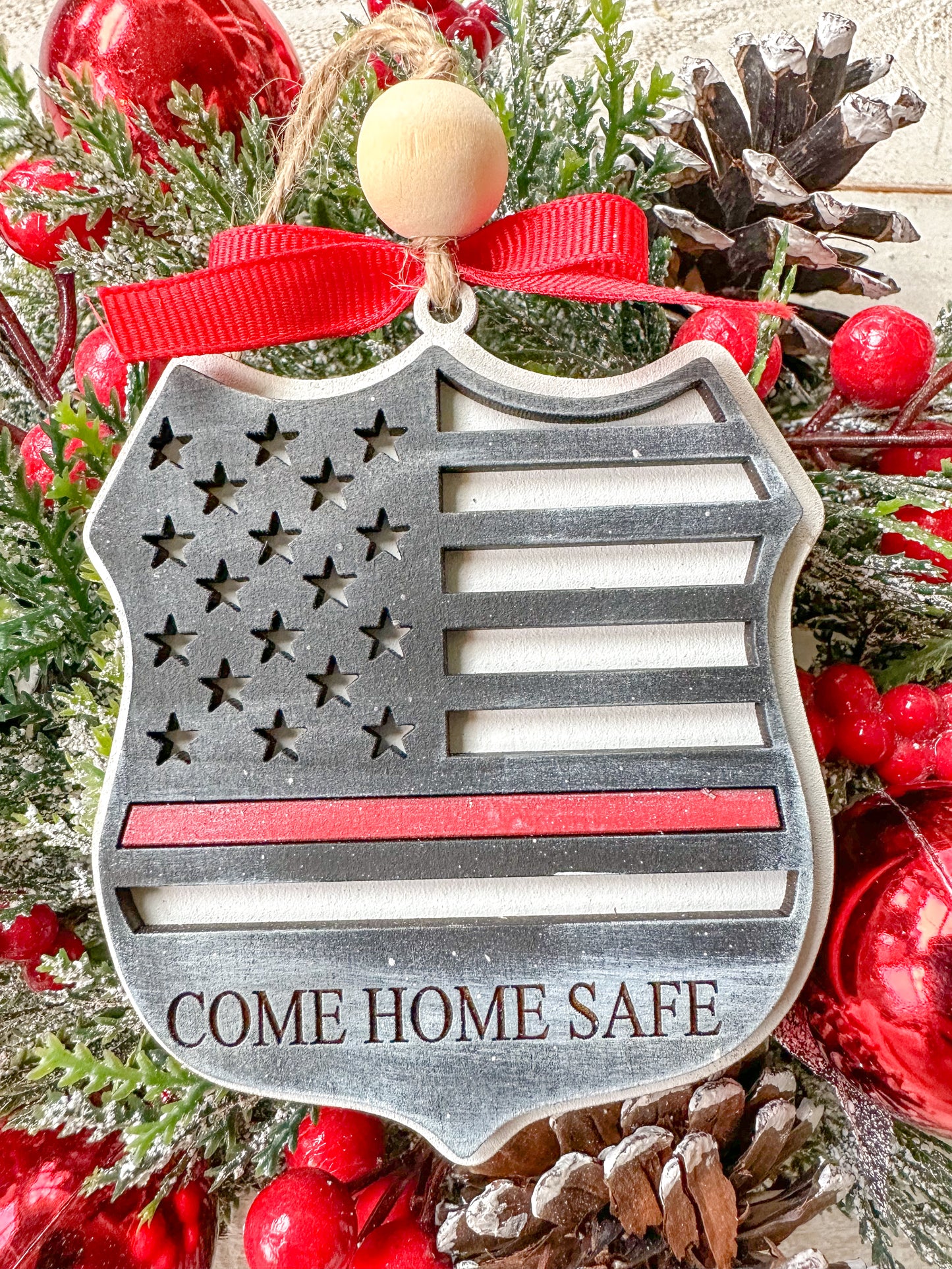Fire Fighter Badge Come home safe Ornament