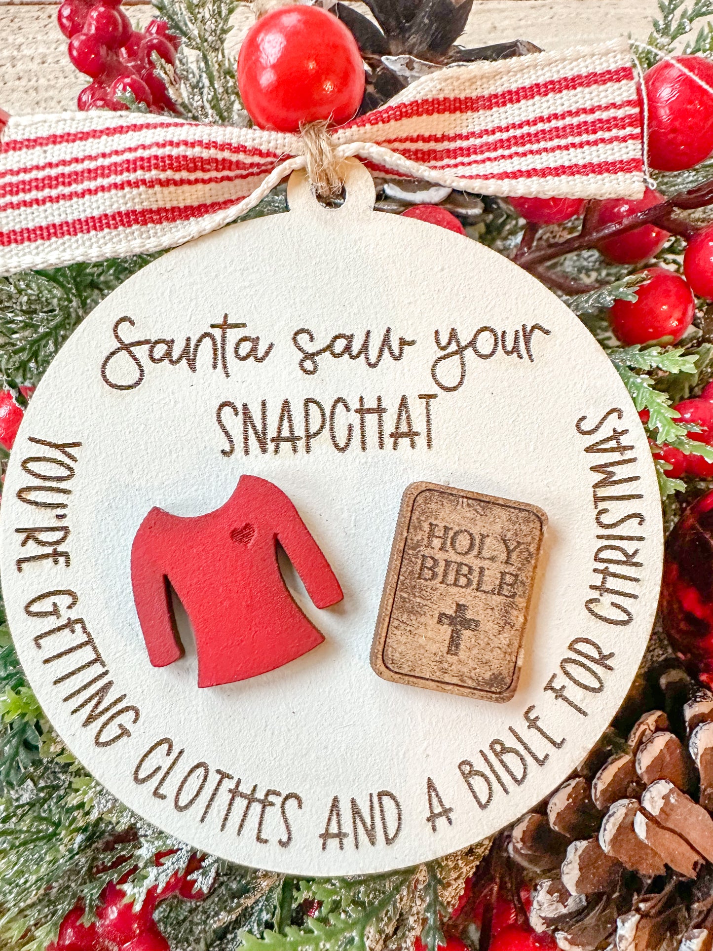 Santa Saw Your Snapchat Funny Christmas Ornament