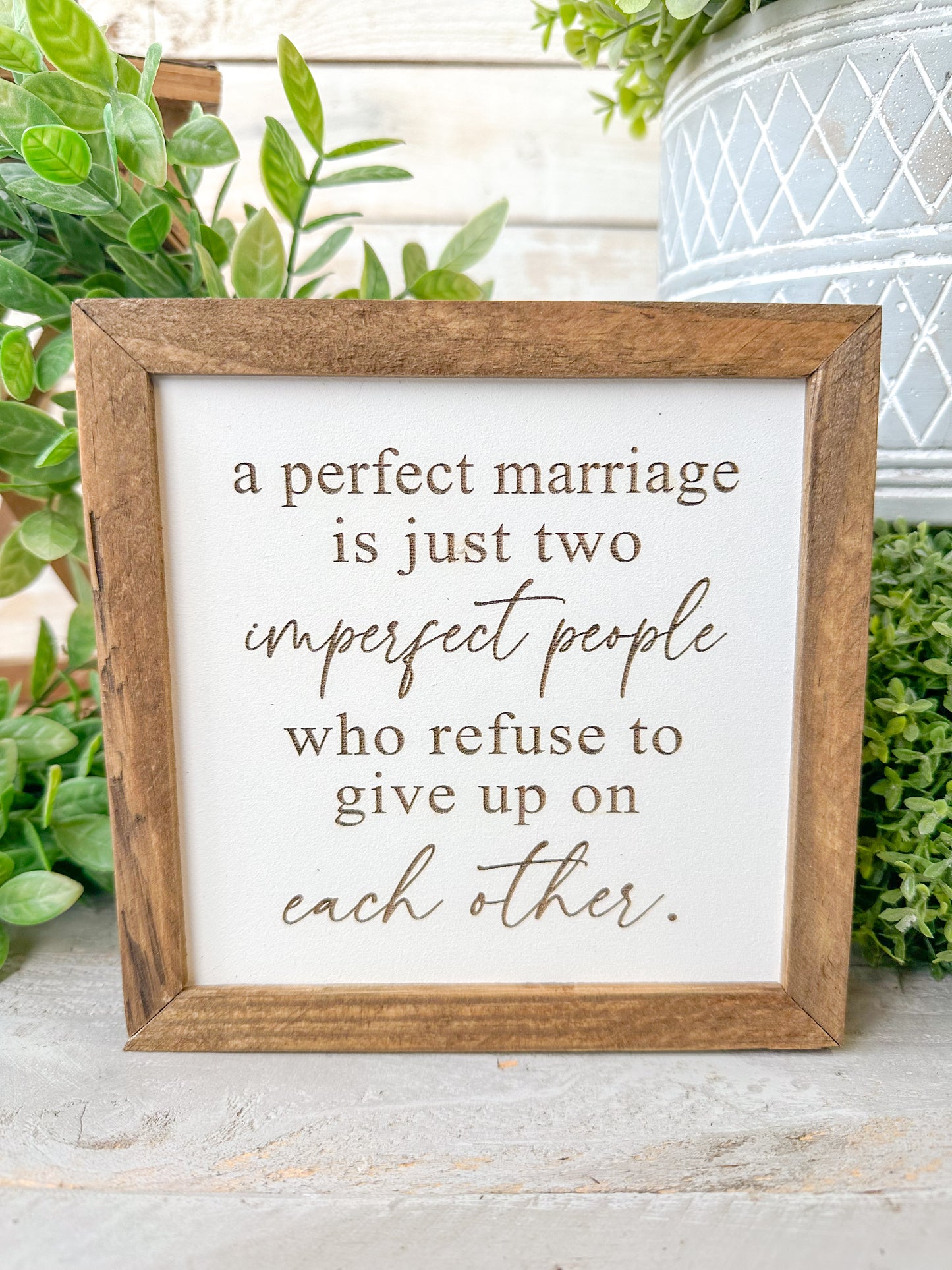 A Perfect Marriage Laser Engraved Wood Sign – Inspirational Wedding & Anniversary Gift