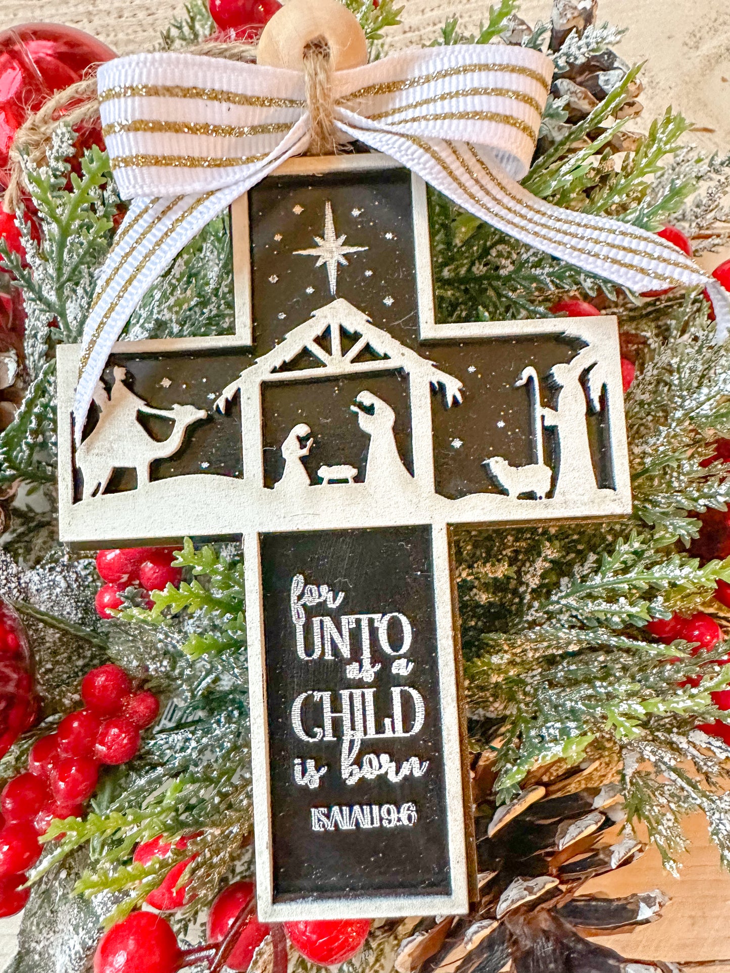 Nativity Cross Christmas Ornament
