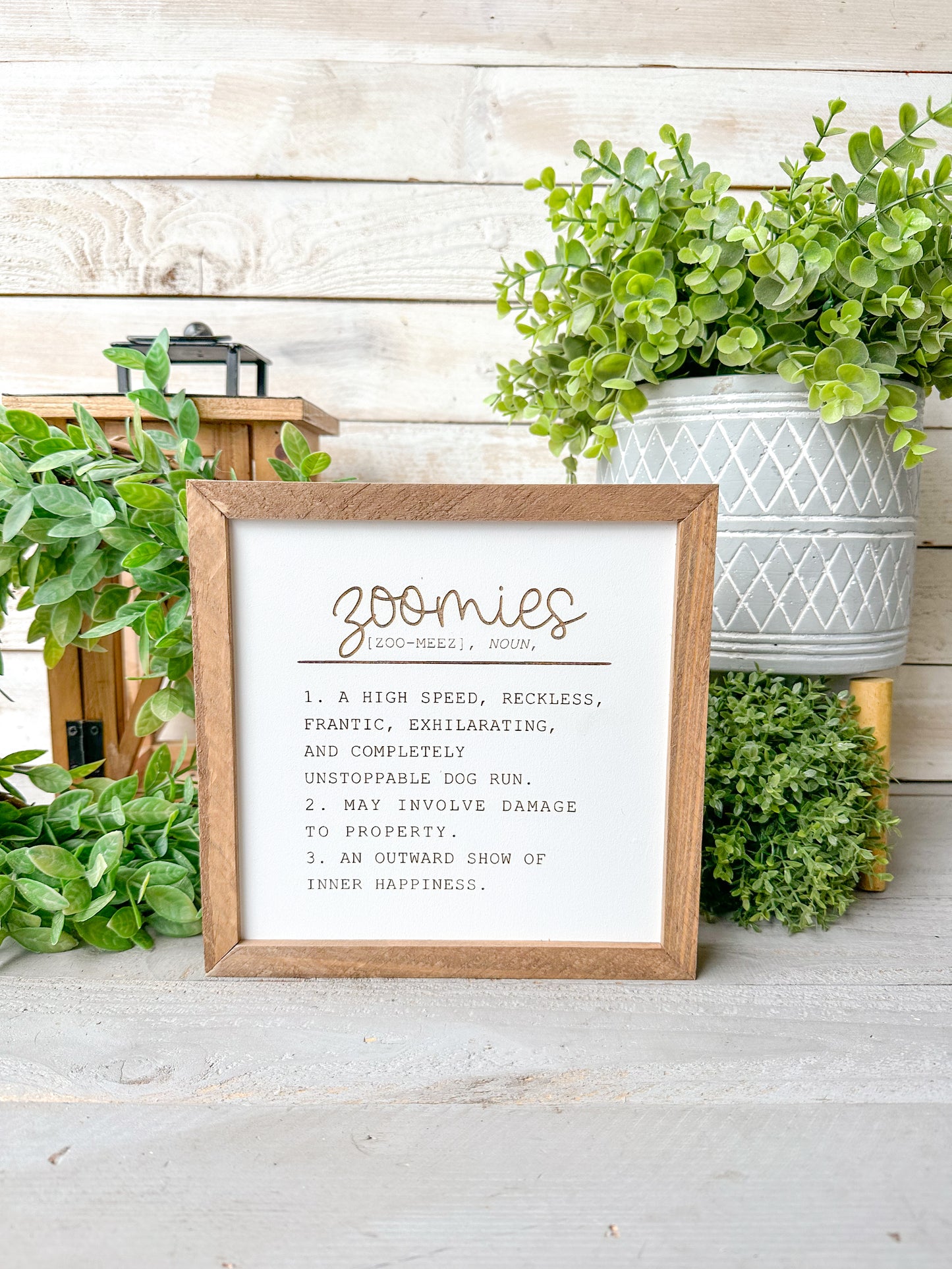 Zoomies dog laser engraved wood sign