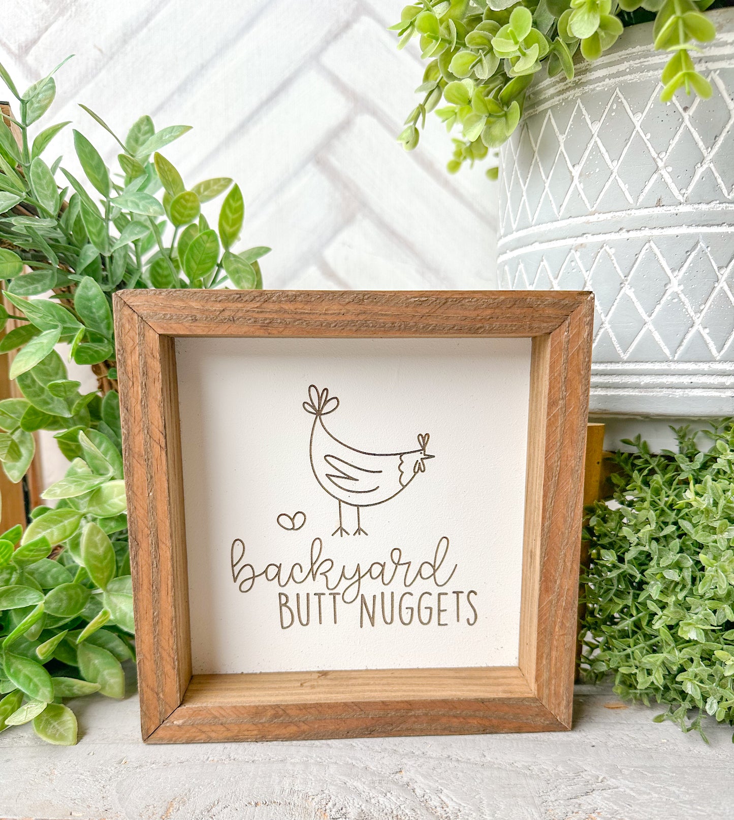 Backyard Butt Nuggets Wooden Sign – Rustic Farmhouse Decor