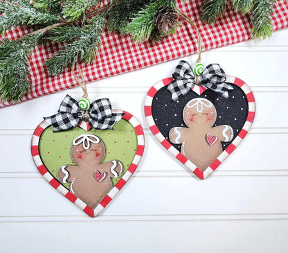 Gingerbread heart shaped Christmas ornament / gift tag