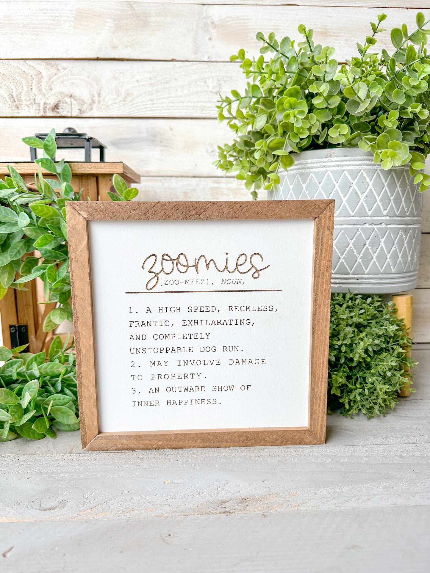 Zoomies dog laser engraved wood sign