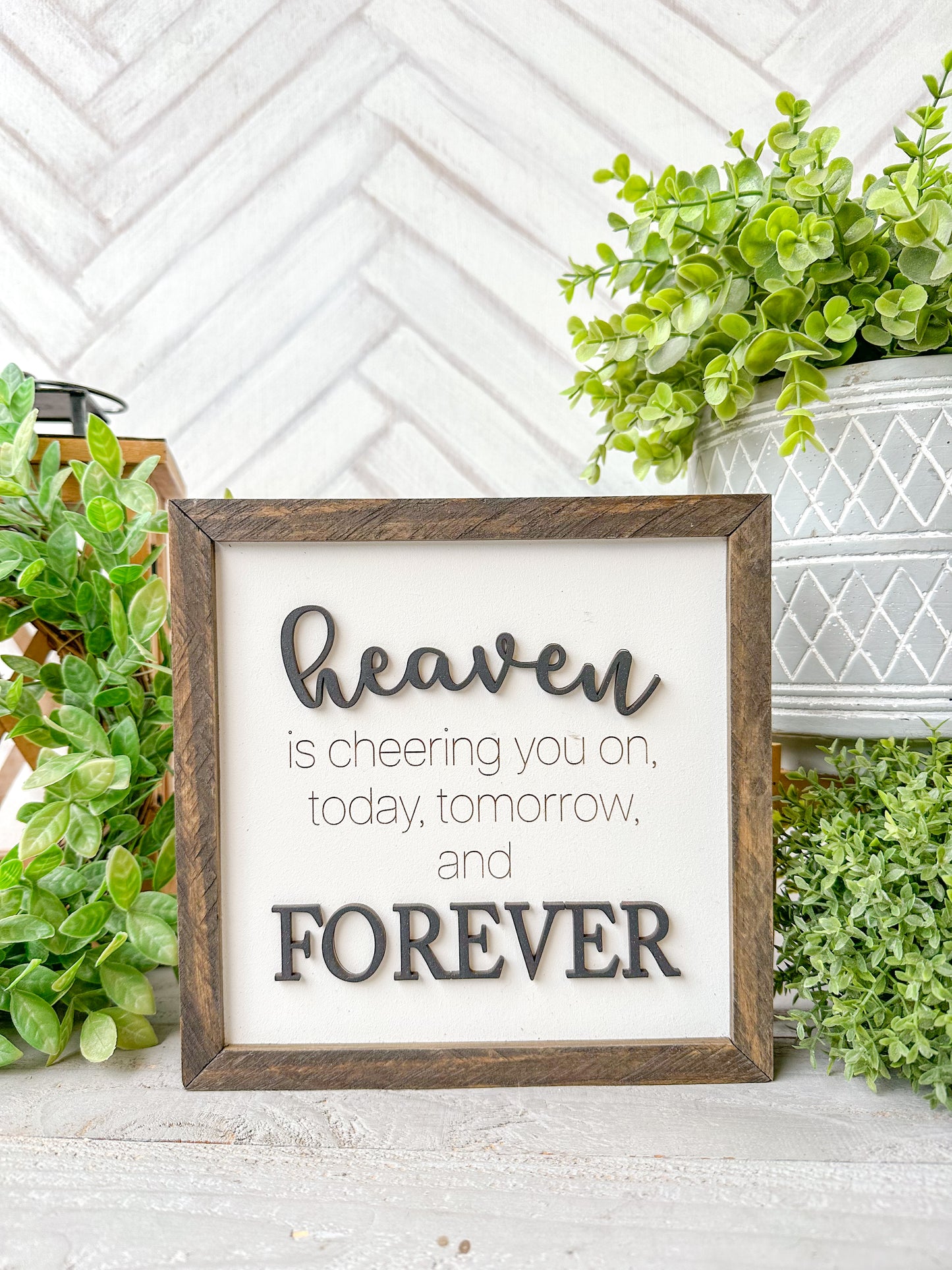 Heaven is cheering you on 3D Laser Engraved Wood Sign