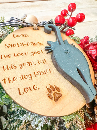 Dear Santa Paws cat ornament