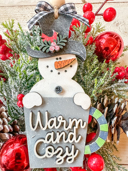 Warm and Cozy Snowman Ornament with Festive Mug