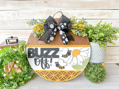 Buzz Off! 18" Round Bee-Themed Door Hanger
