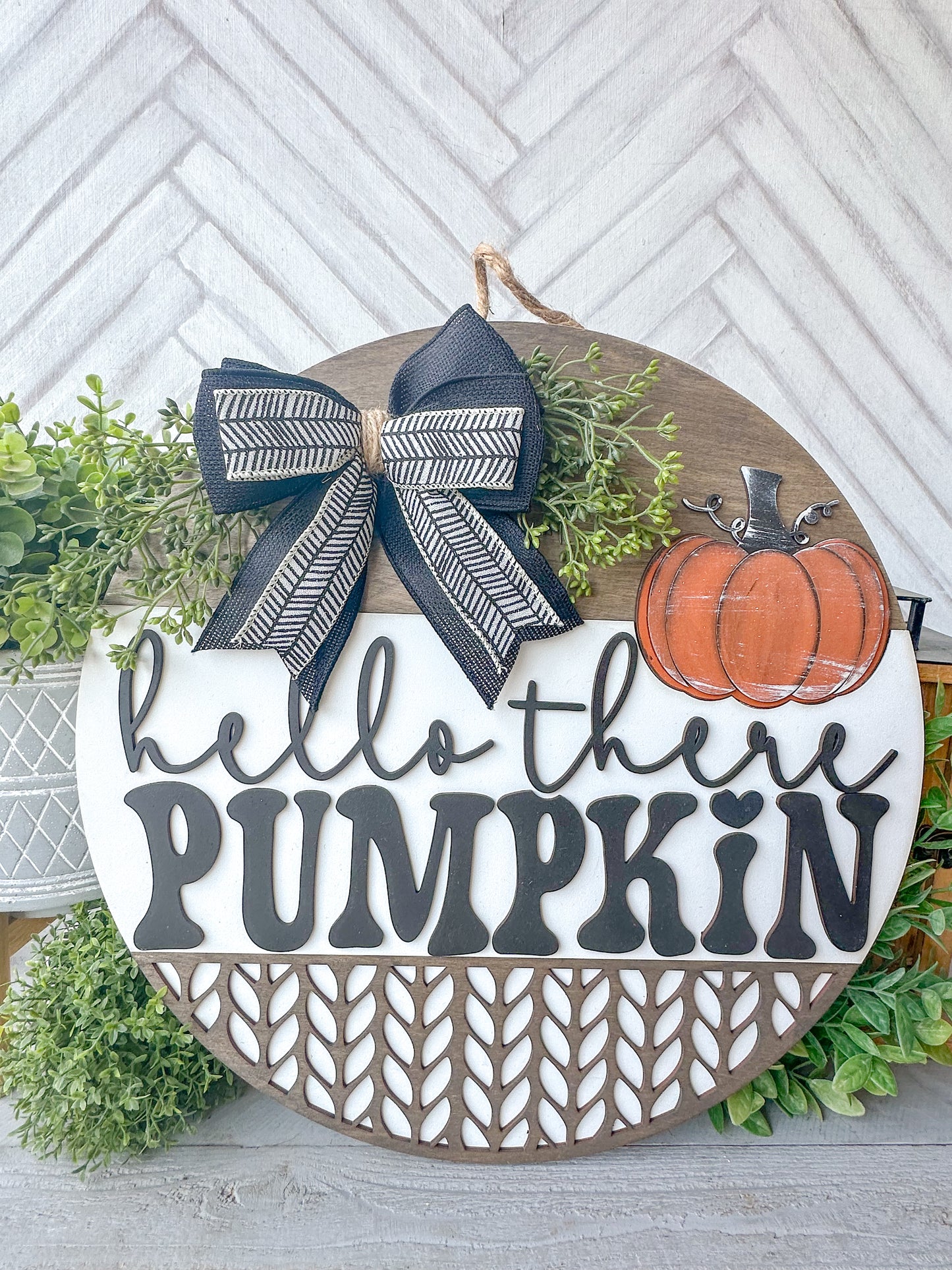 Hello there, Pumpkin fall Halloween door hanger