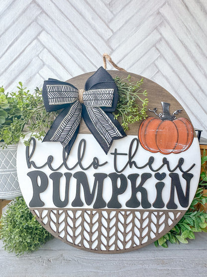 Hello there, Pumpkin fall Halloween door hanger