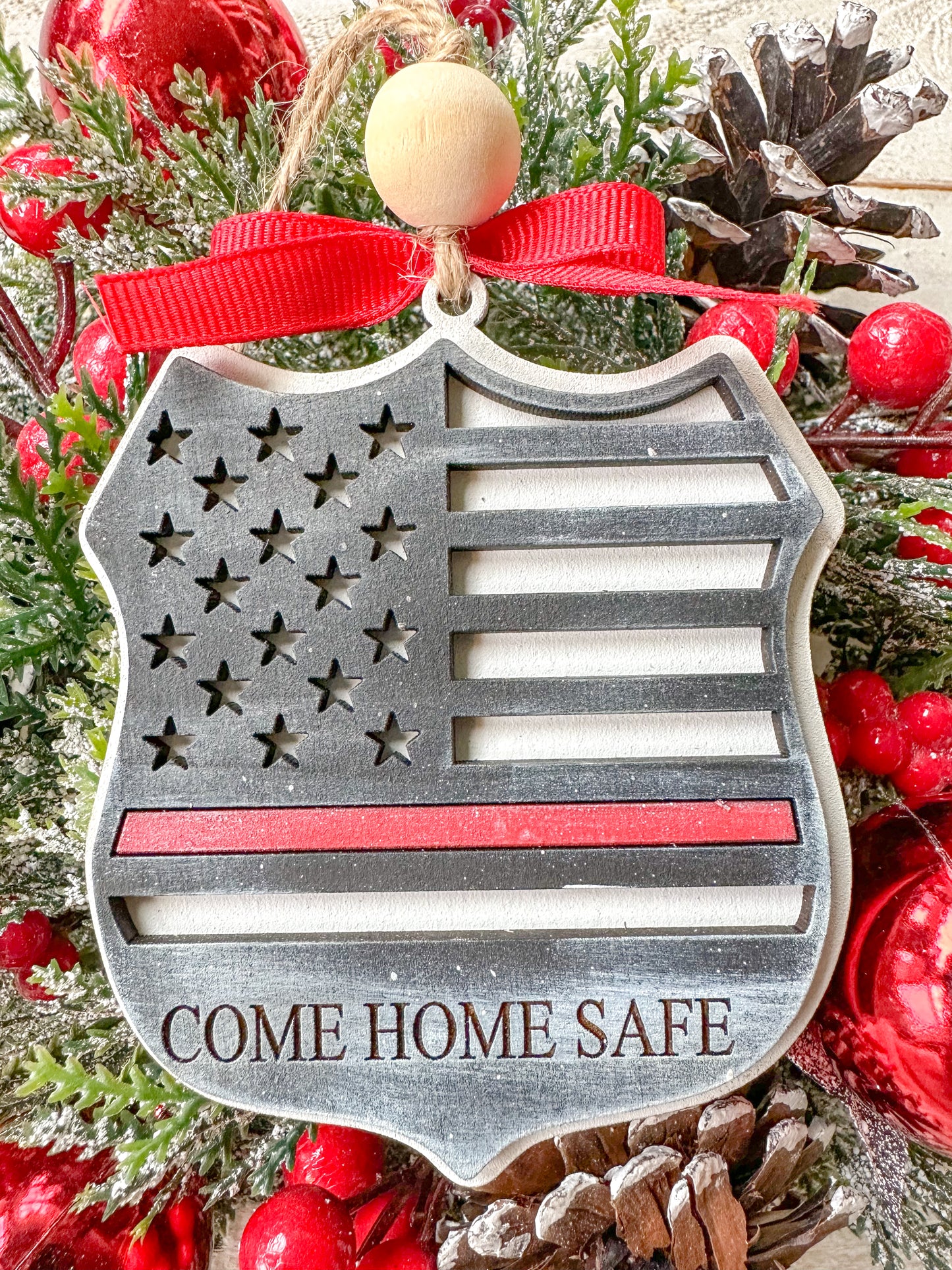 Fire Fighter Badge Come home safe Ornament