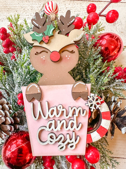 Reindeer, warm and cozy cup ornament