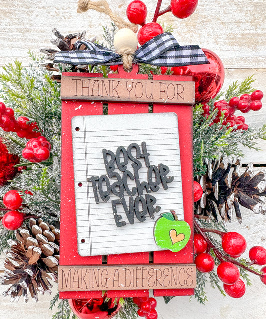 Teacher Gift Card Holder Ornament – Handcrafted Wooden Teacher Appreciation Gift