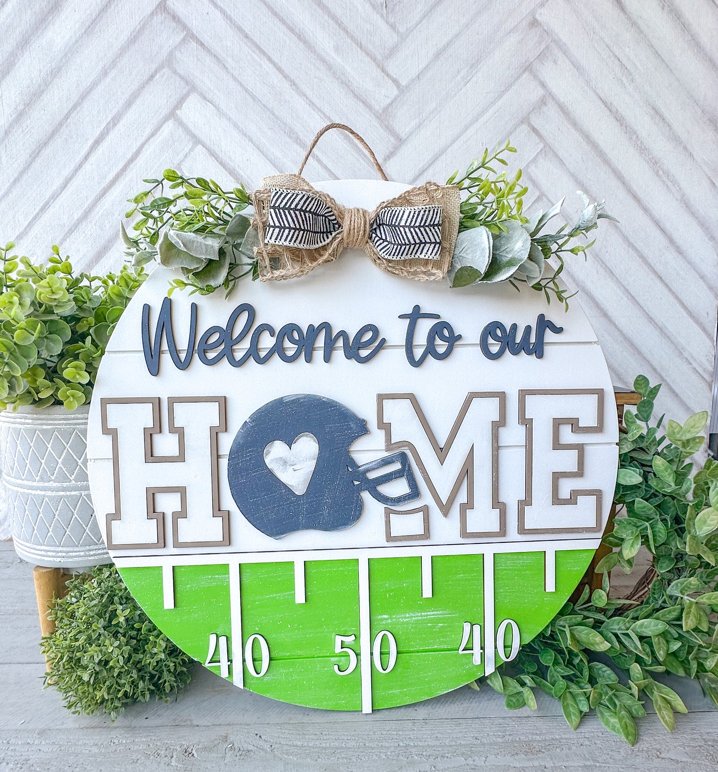 Welcome to Our Home Football Door Hanger | Fall Game Day Front Door Sign