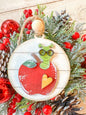 Apple and Bookworm Teacher Ornament