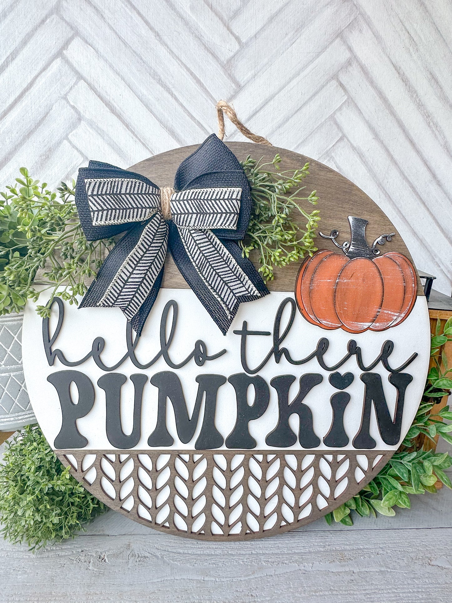 Hello there, Pumpkin fall Halloween door hanger