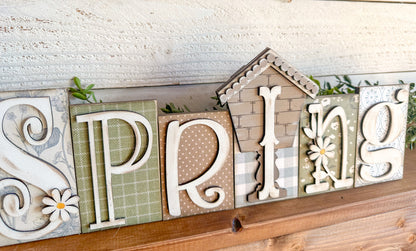 Spring block wooden decor / shelf sitter