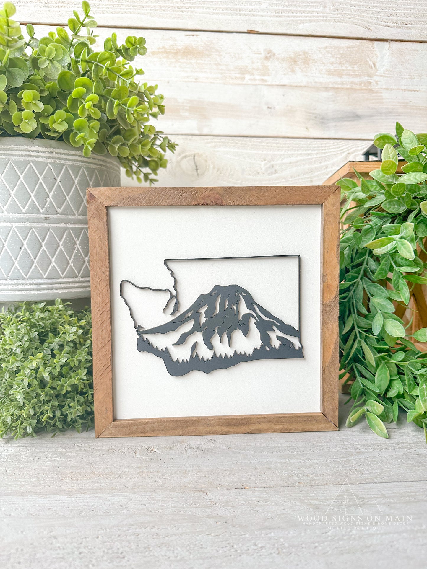 Washington State w/ mountains 3D wood sign
