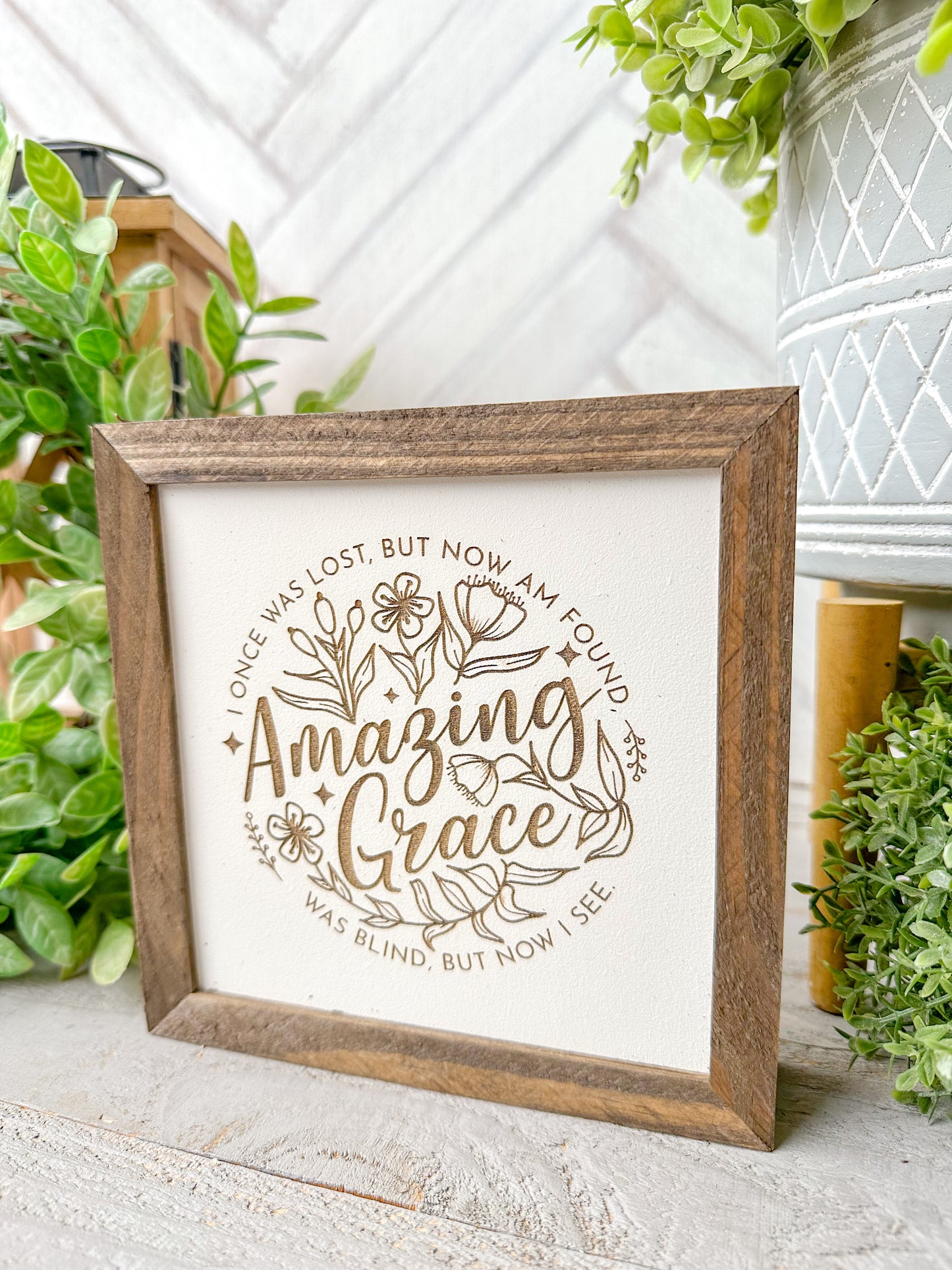 Amazing Grace Laser Engraved Wooden Sign