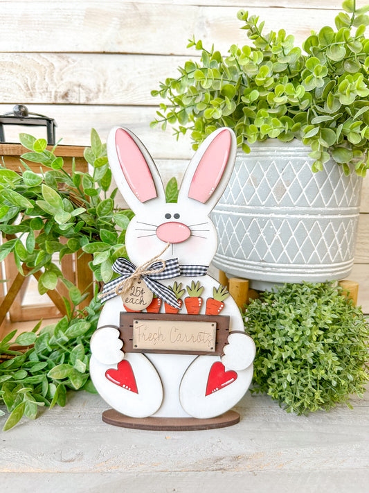 Handcrafted Easter Bunny Sign – Fresh Carrots Farmhouse Decor | Limited Release