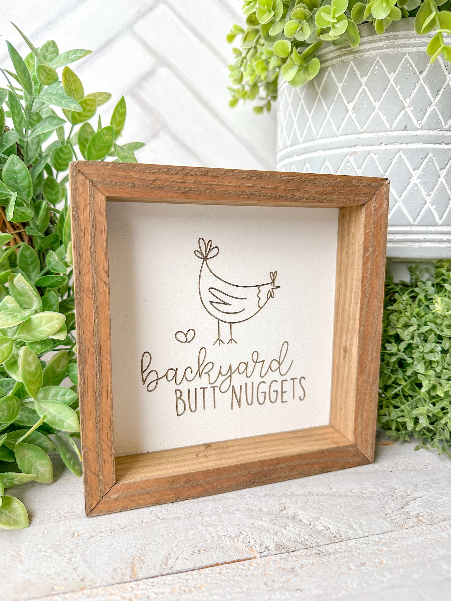 Backyard Butt Nuggets Wooden Sign – Rustic Farmhouse Decor