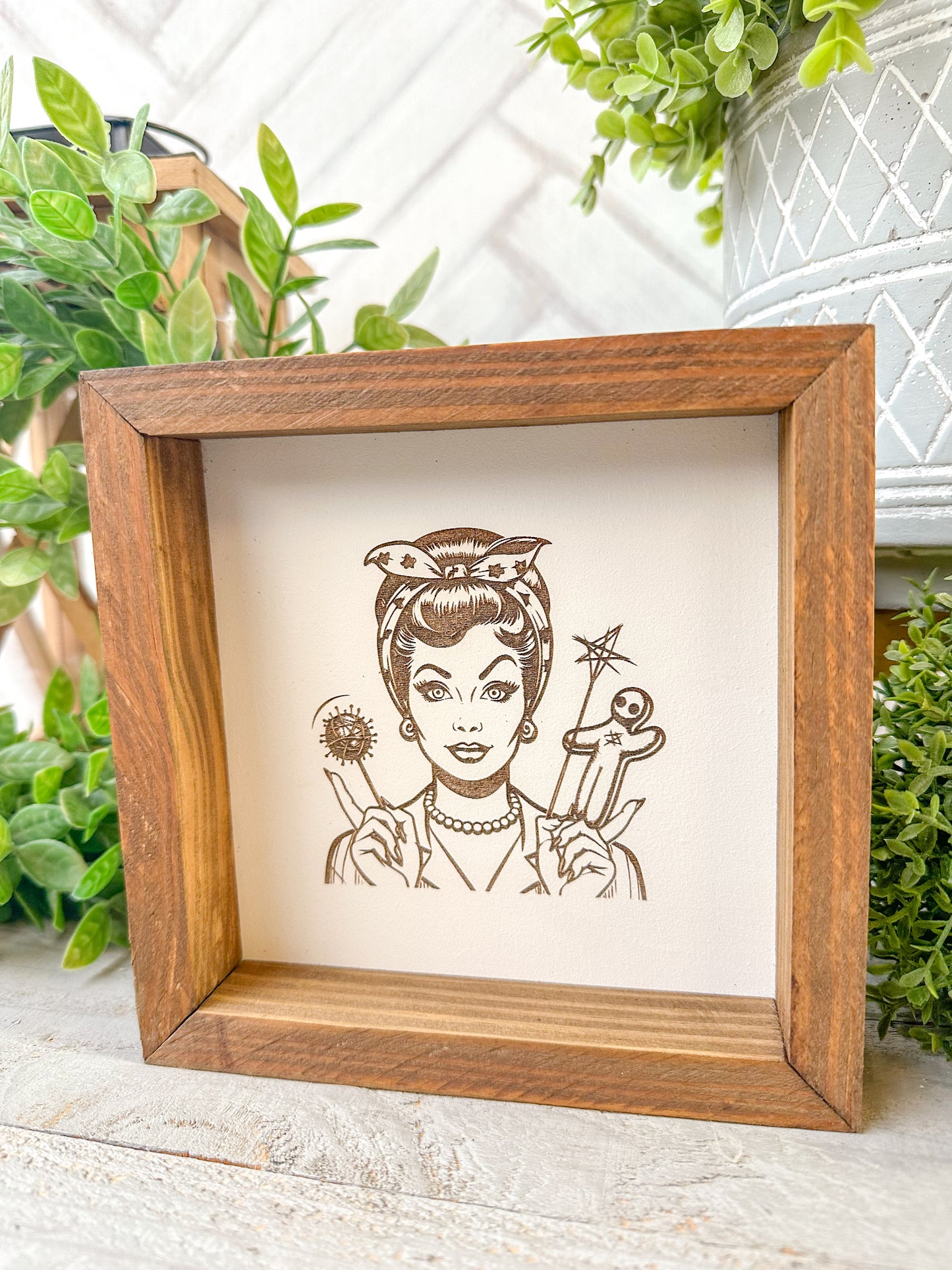 Retro Chic Voodoo Lady Laser Engraved Wood Sign