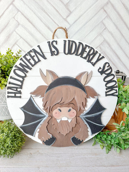 Halloween is utterly spooky Halloween door hanger