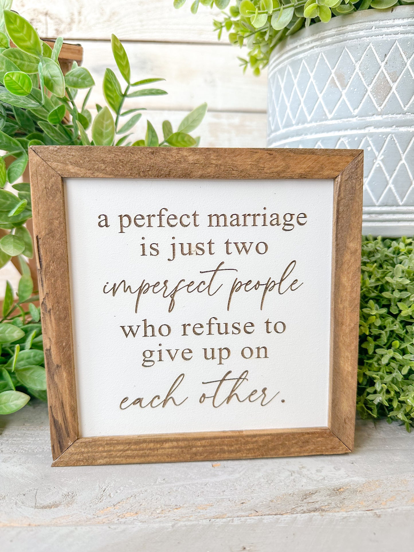 A Perfect Marriage Laser Engraved Wood Sign – Inspirational Wedding & Anniversary Gift