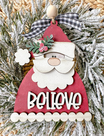 Santa "Believe" Ornament - 3x5 Wooden Christmas Decor