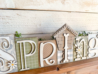 Spring block wooden decor / shelf sitter