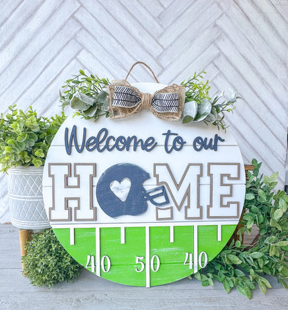 Welcome to Our Home Football Door Hanger | Fall Game Day Front Door Sign