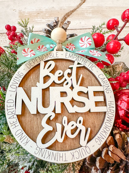 Best Nurse Ever Christmas Ornament