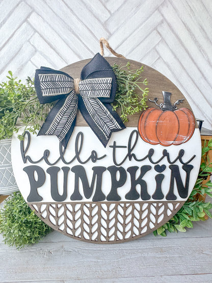Hello there, Pumpkin fall Halloween door hanger