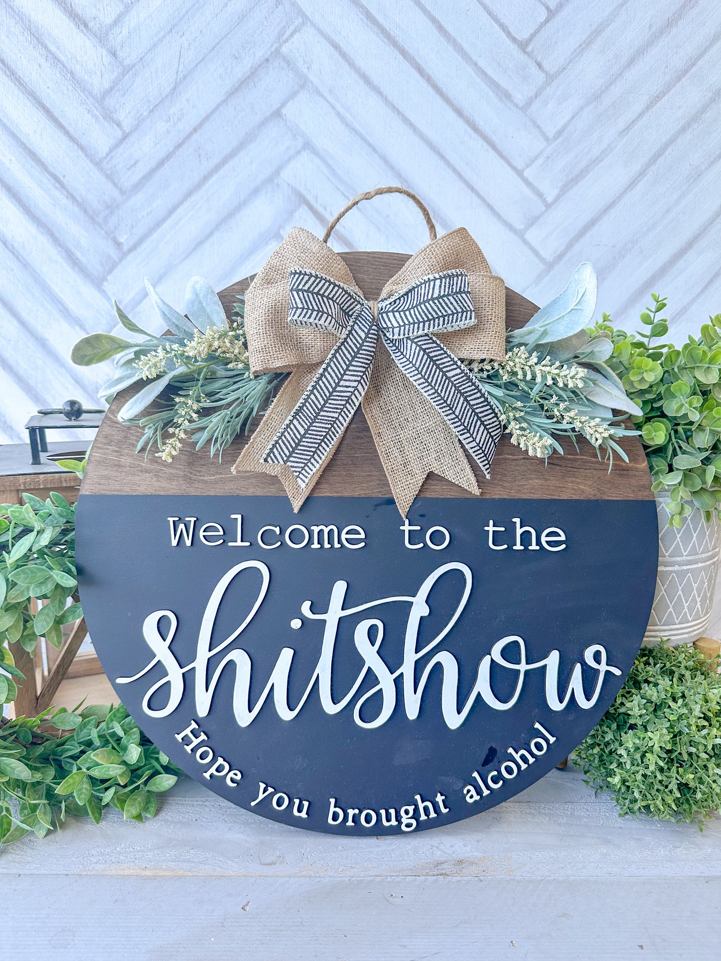 Welcome to the shit show, wood door round 18 inches.