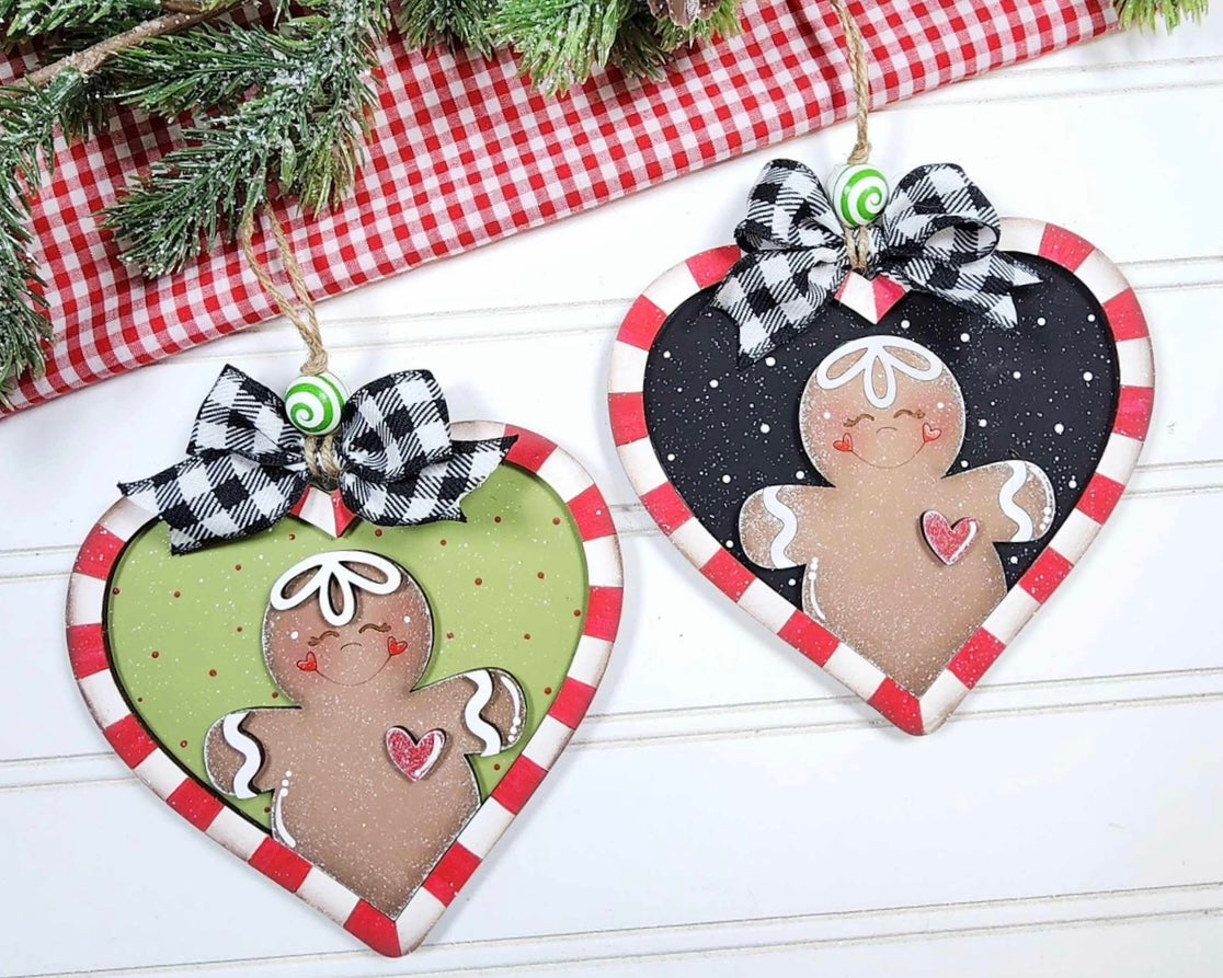 Gingerbread heart shaped Christmas ornament / gift tag