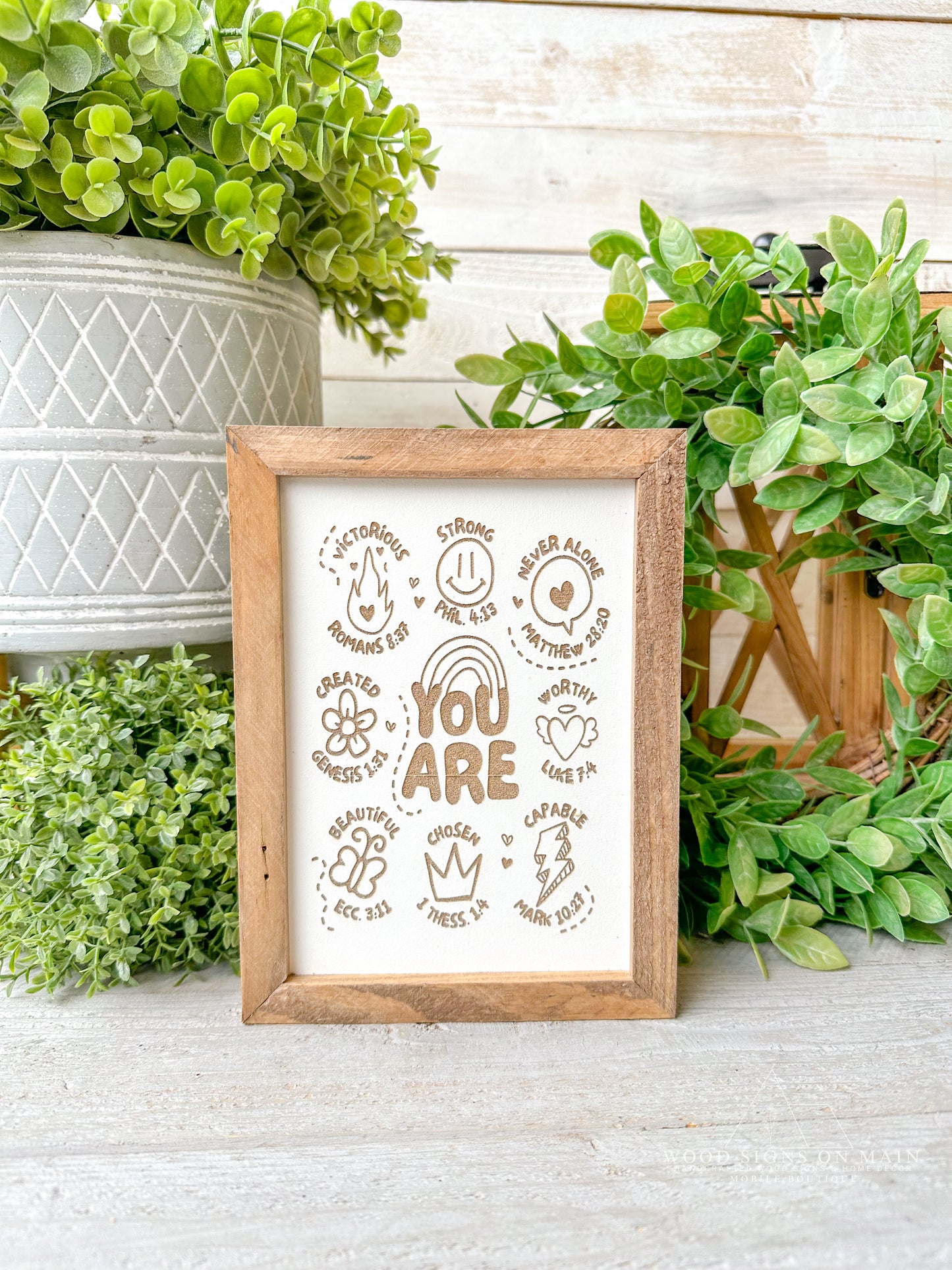 you are affirmation laser engraved wood sign