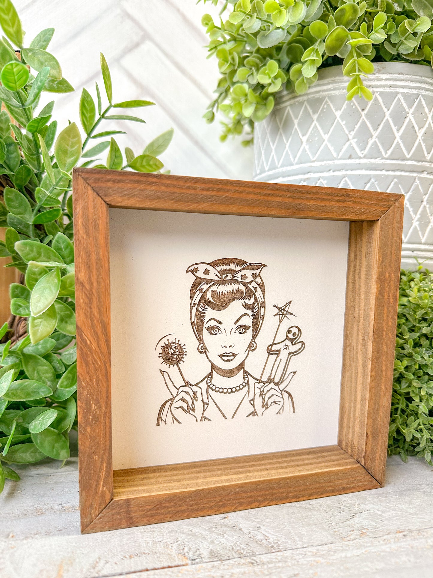 Retro Chic Voodoo Lady Laser Engraved Wood Sign