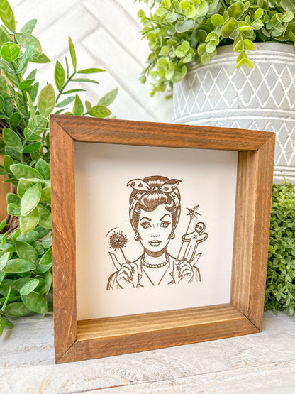 Retro Chic Voodoo Lady Laser Engraved Wood Sign