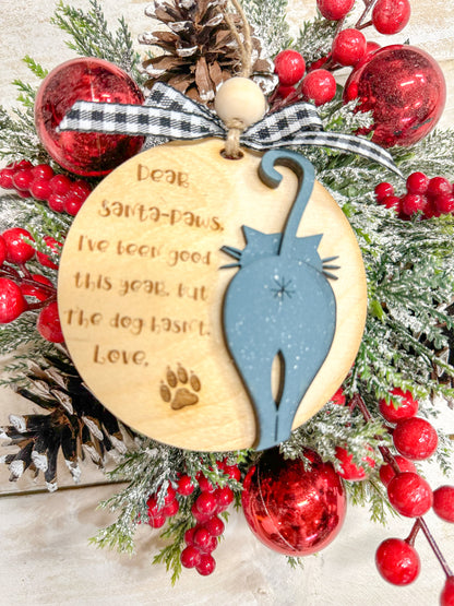 Dear Santa Paws cat ornament