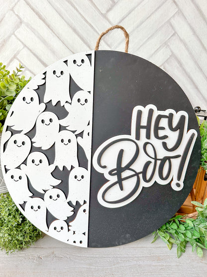Hey boo | Halloween Door Hanger