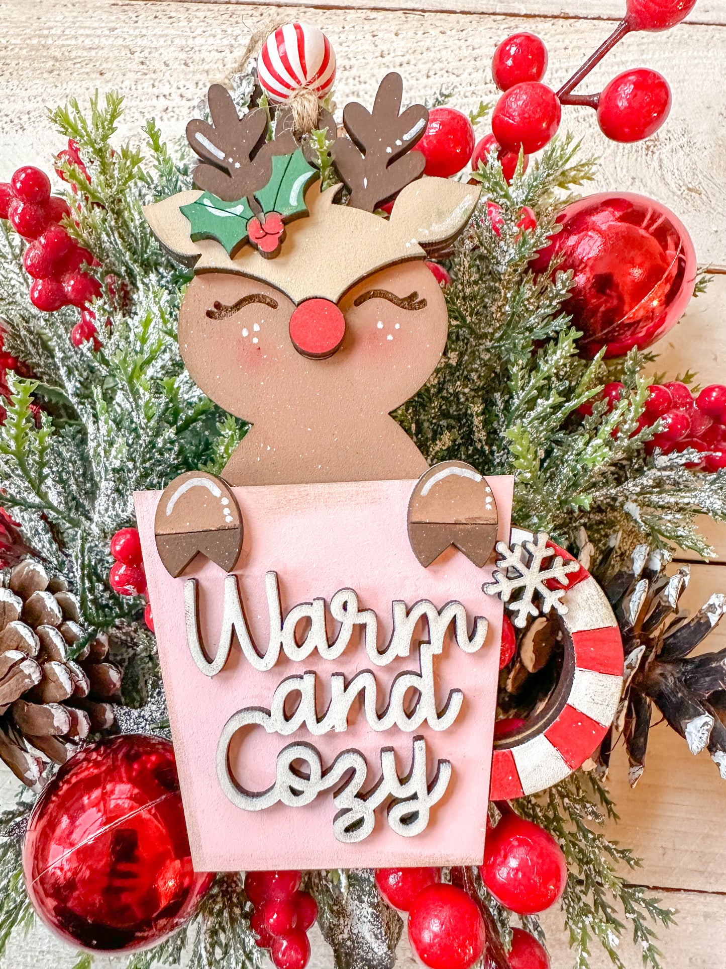 Reindeer, warm and cozy cup ornament
