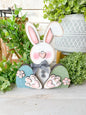 Easter Bunny Shelf Sitter – 3D Layered Spring Bunny Decor, Handcrafted Wood Bunny Sign
