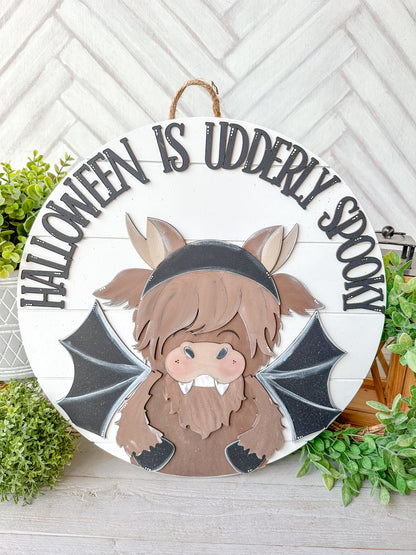 Halloween is utterly spooky Halloween door hanger