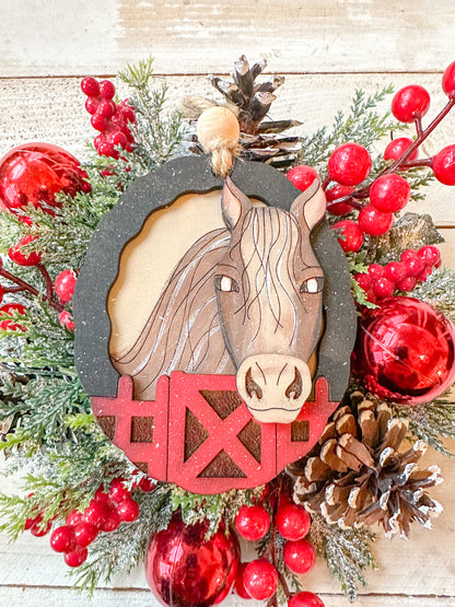 Horse & Barn Christmas Ornament