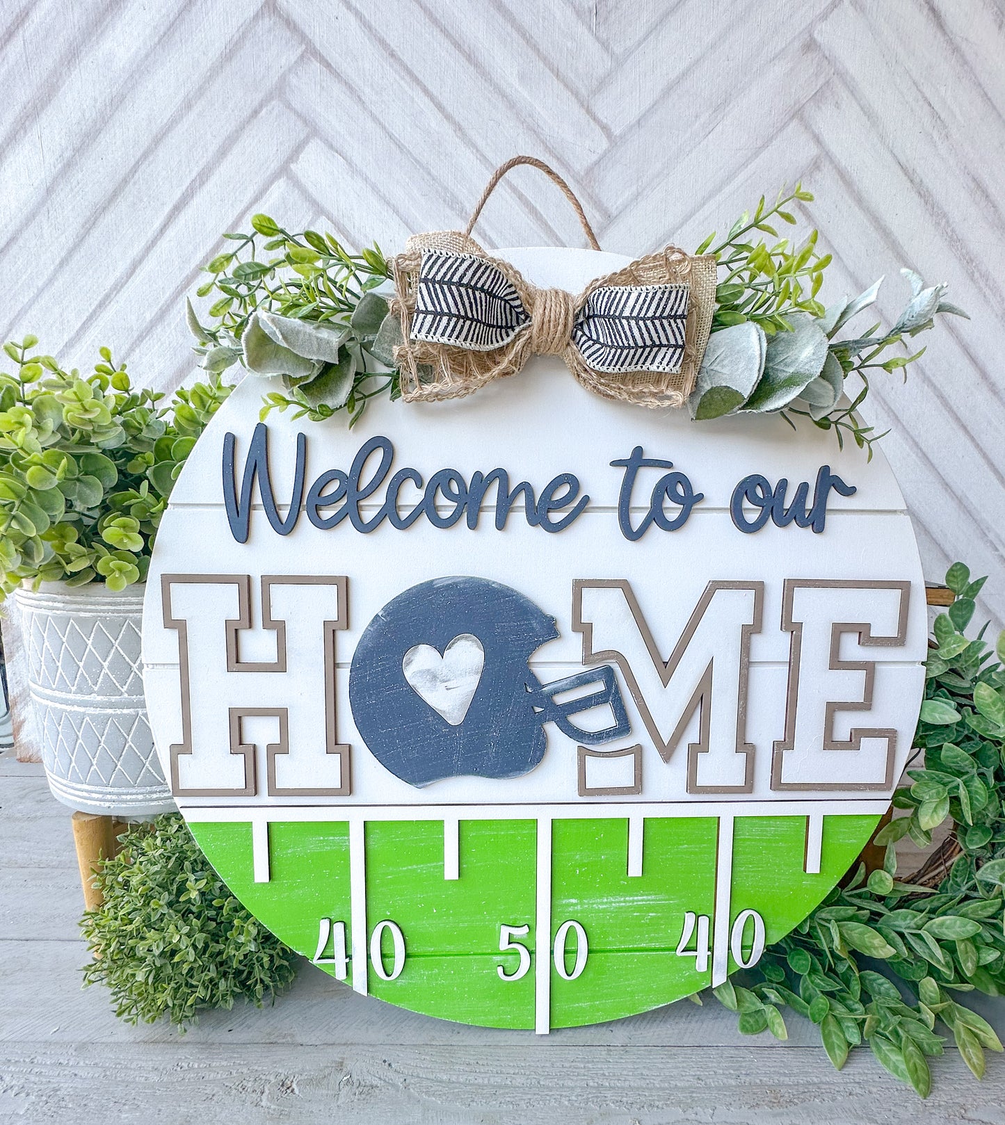 Welcome to Our Home Football Door Hanger | Fall Game Day Front Door Sign