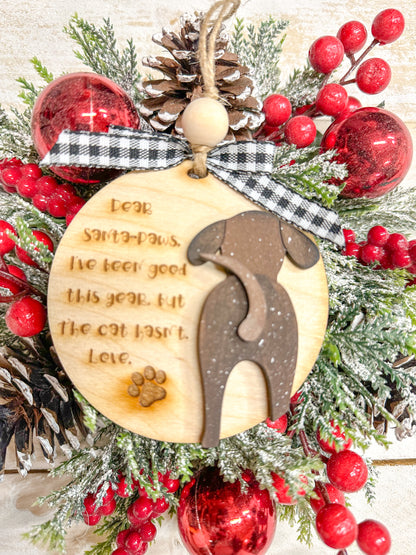 Dear Santa paws dog ornament
