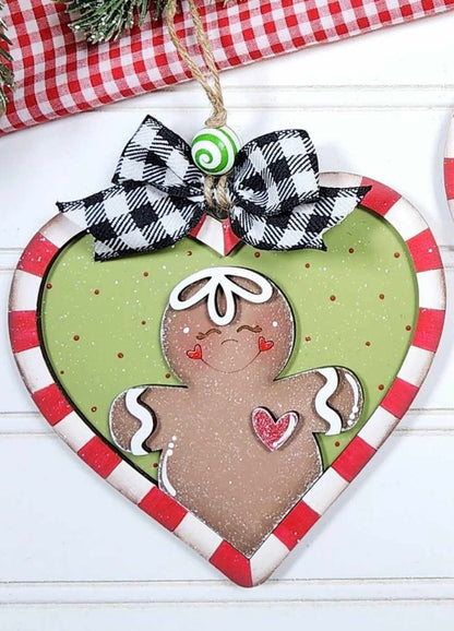 Gingerbread heart shaped Christmas ornament / gift tag