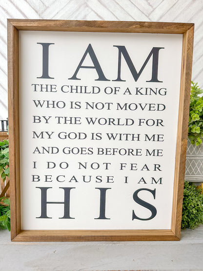 I am the child of a king. Hand-painted wood sign.