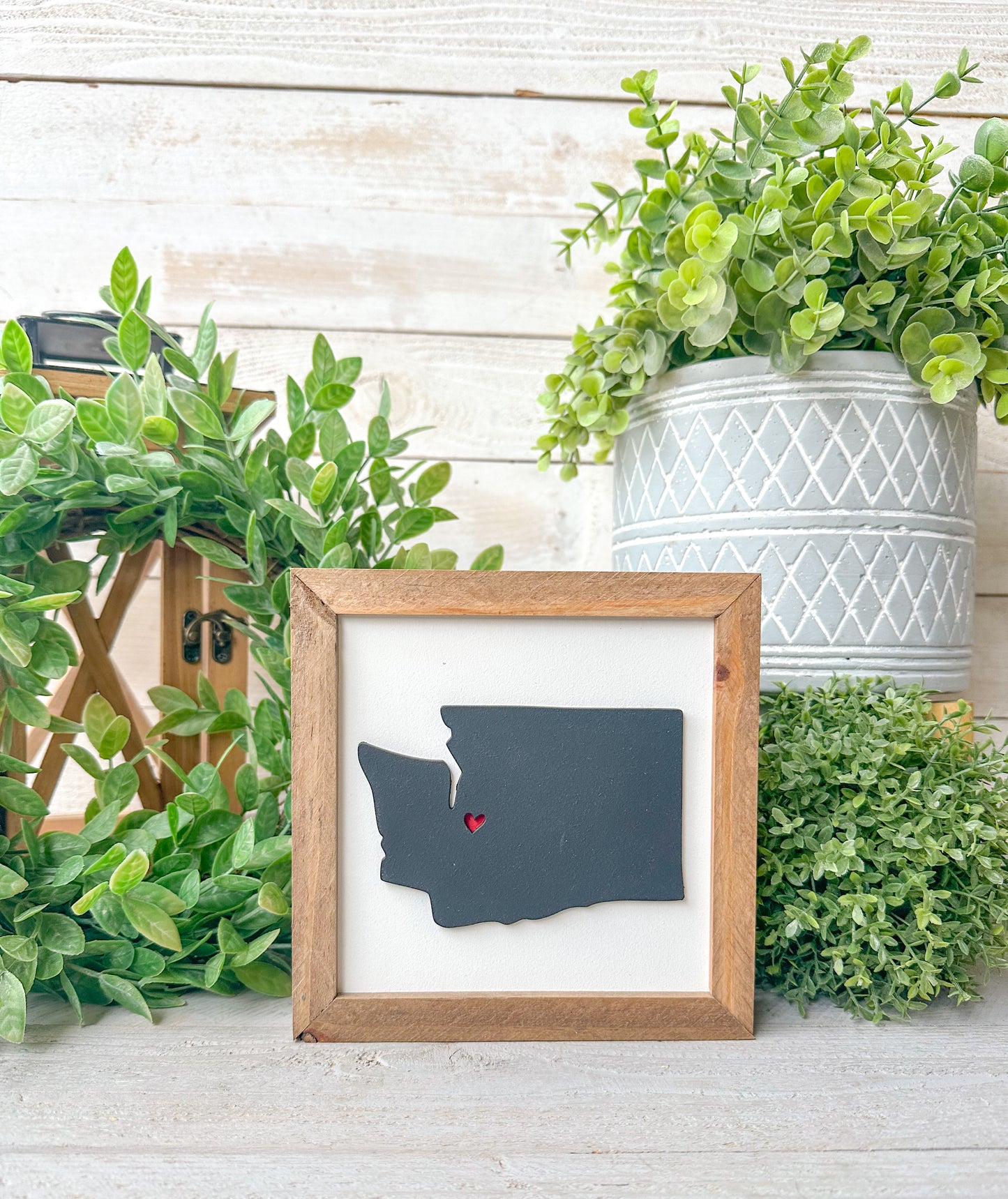 Washington State 3D Wooden Sign with Heart – Rustic Farmhouse Wall Décor